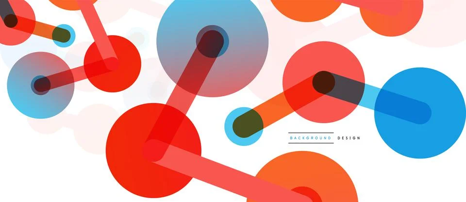 Abstract background. Round dots connected by lines. Trendy techno business Illustrazione stock