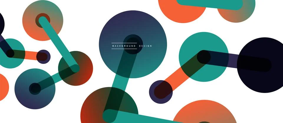 Abstract background. Round dots connected by lines. Trendy techno business Stock Illustration