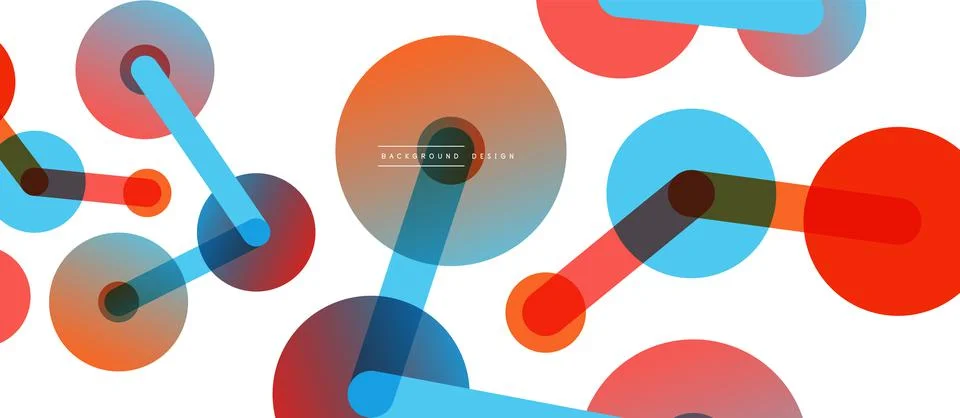 Abstract background. Round dots connected by lines. Trendy techno business Stockillustratie
