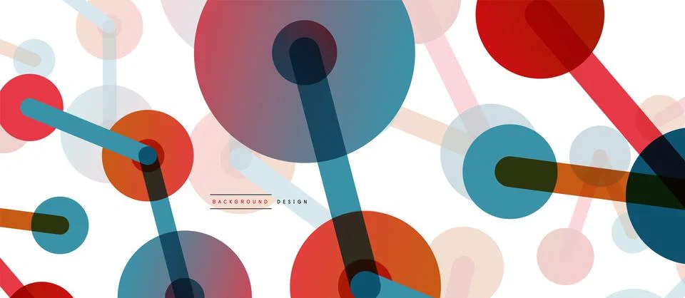 Abstract background. Round dots connected by lines. Trendy techno business Illustrazione stock