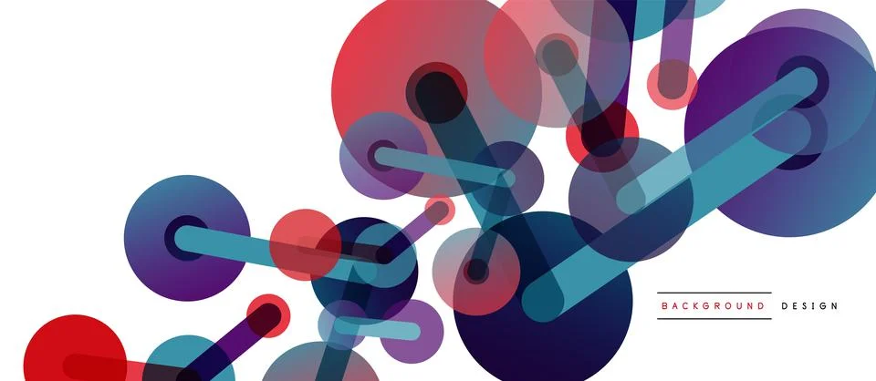 Abstract background. Round dots connected by lines. Trendy techno business Stockillustratie