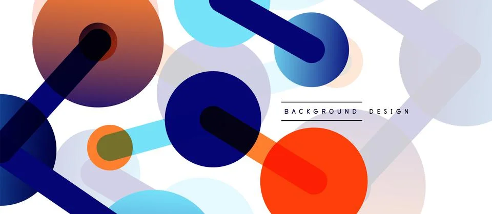 Abstract background. Round dots connected by lines. Trendy techno business Illustrazione stock