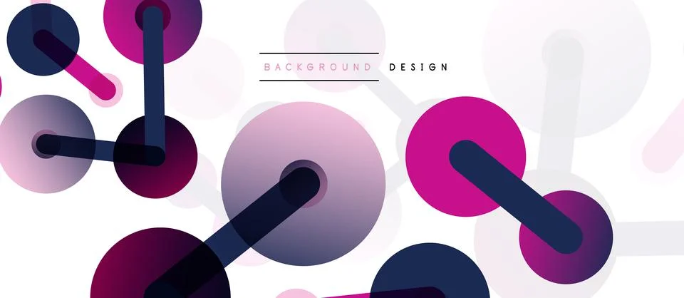 Abstract background. Round dots connected by lines. Trendy techno business Illustrazione stock