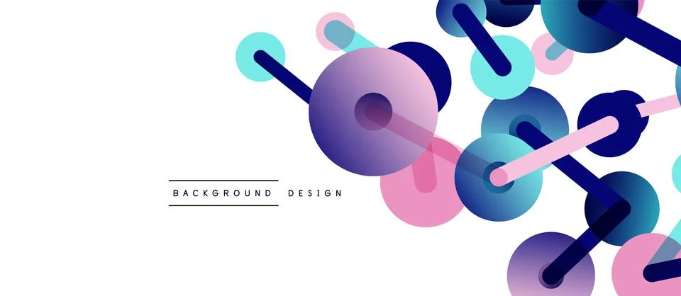 Abstract background. Round dots connected by lines. Trendy techno business Illustrazione stock