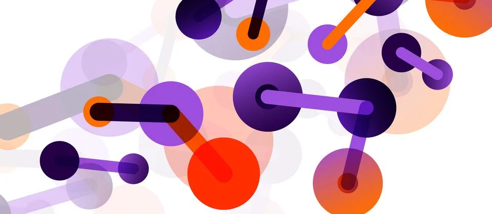 Abstract background. Round dots connected by lines. Trendy techno business Stock Illustration