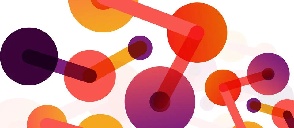 Abstract background. Round dots connected by lines. Trendy techno business Stock Illustration
