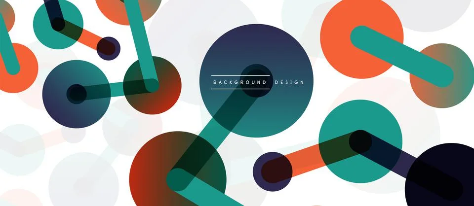 Abstract background. Round dots connected by lines. Trendy techno business Stock Illustration
