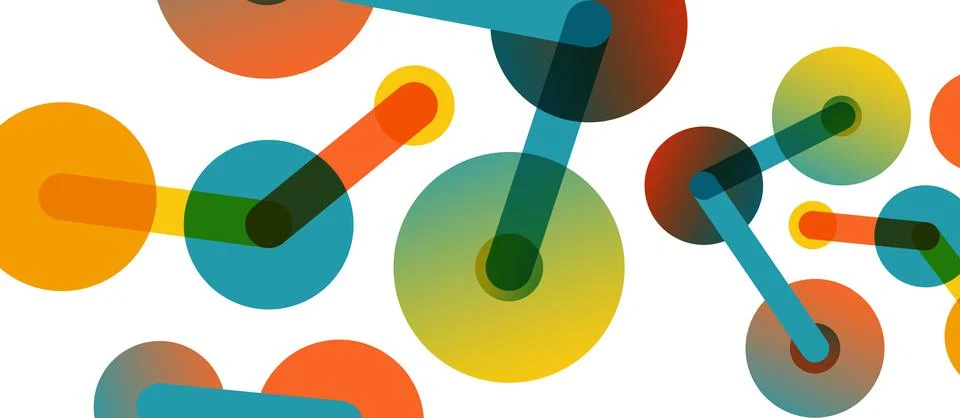 Abstract background. Round dots connected by lines. Trendy techno business Stockillustratie