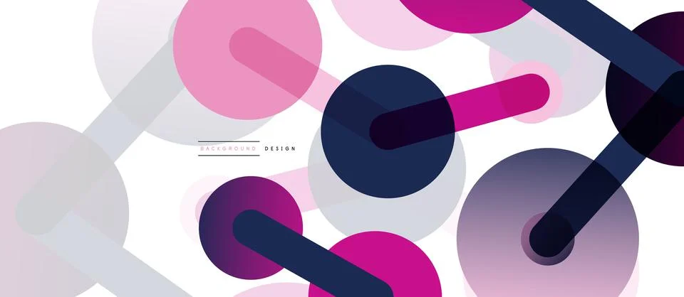 Abstract background. Round dots connected by lines. Trendy techno business Illustrazione stock