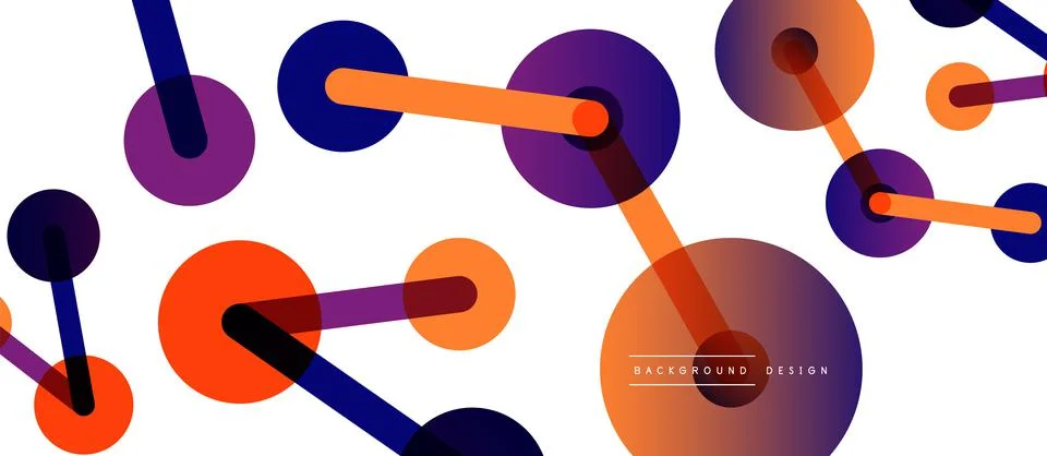 Abstract background. Round dots connected by lines. Trendy techno business Stockillustratie