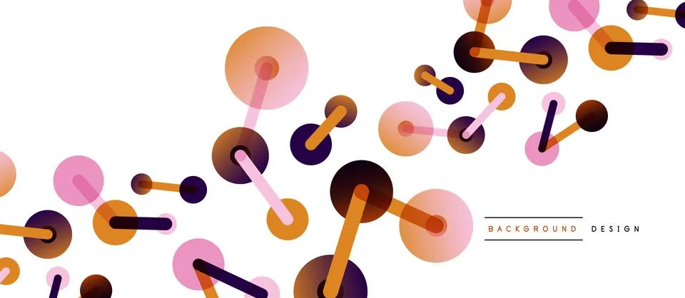 Abstract background. Round dots connected by lines. Trendy techno business Stockillustratie