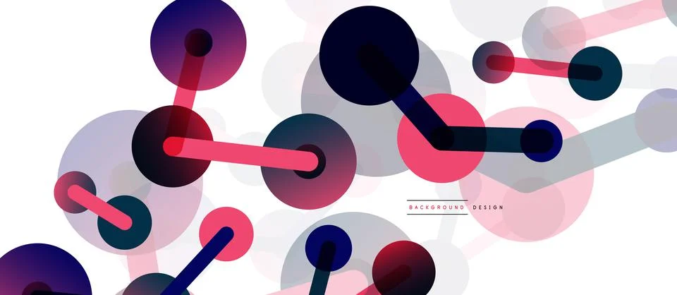 Abstract background. Round dots connected by lines. Trendy techno business Stock Illustration