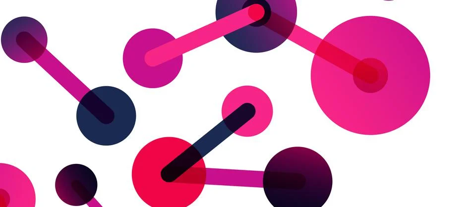 Abstract background. Round dots connected by lines. Trendy techno business Stockillustratie