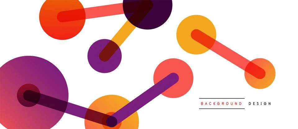 Abstract background. Round dots connected by lines. Trendy techno business Illustrazione stock