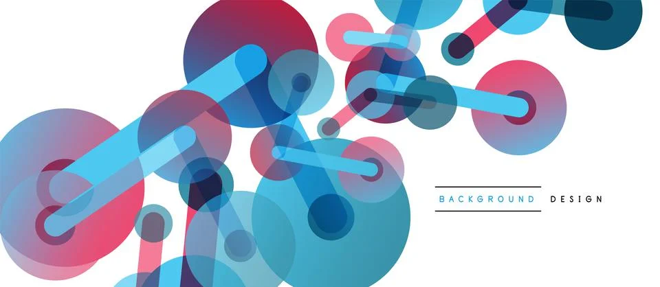Abstract background. Round dots connected by lines. Trendy techno business Illustrazione stock