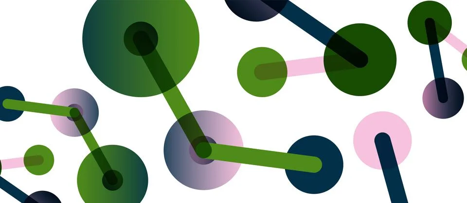 Abstract background. Round dots connected by lines. Trendy techno business 库存插图