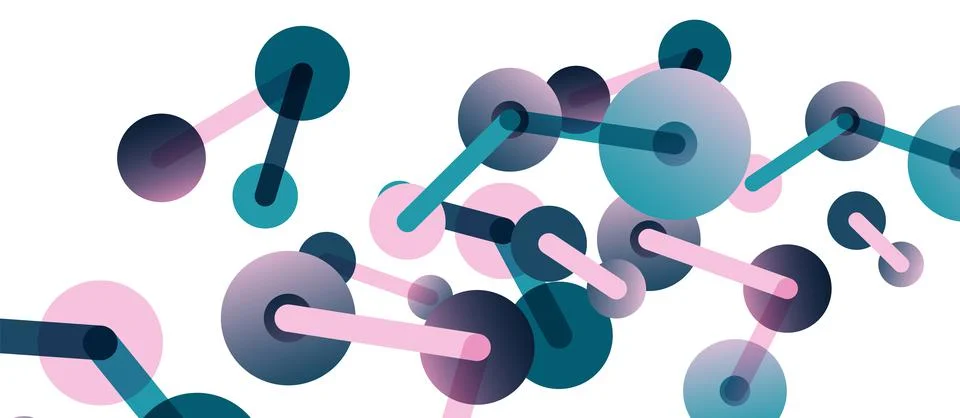 Abstract background. Round dots connected by lines. Trendy techno business Stockillustratie