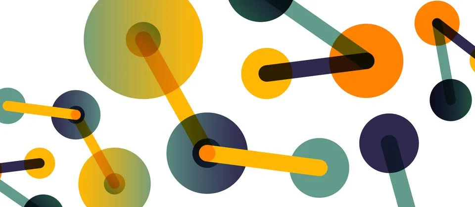 Abstract background. Round dots connected by lines. Trendy techno business 库存插图