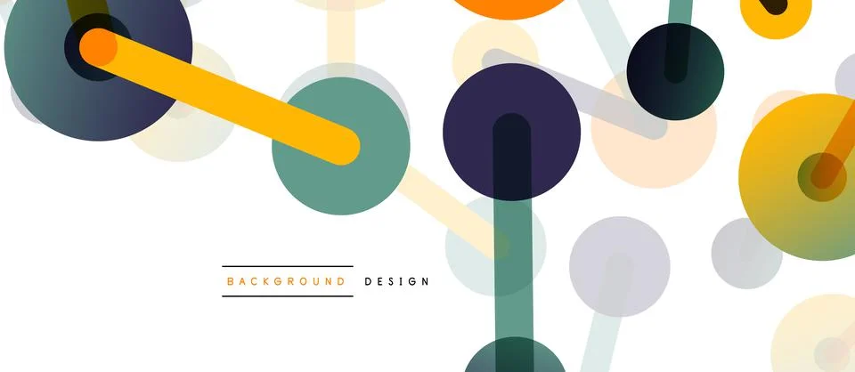 Abstract background. Round dots connected by lines. Trendy techno business Illustrazione stock