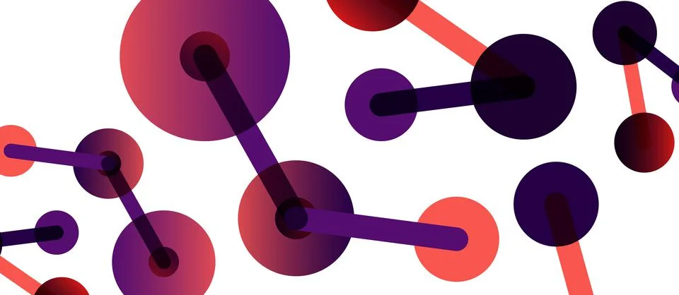 Abstract background. Round dots connected by lines. Trendy techno business Illustrazione stock