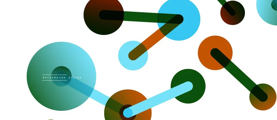 Abstract background. Round dots connected by lines. Trendy techno business Stockillustratie