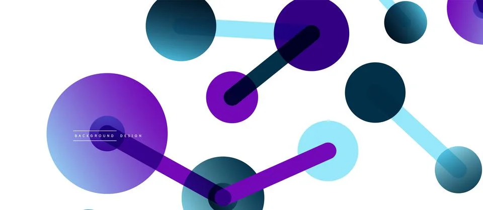 Abstract background. Round dots connected by lines. Trendy techno business Illustrazione stock