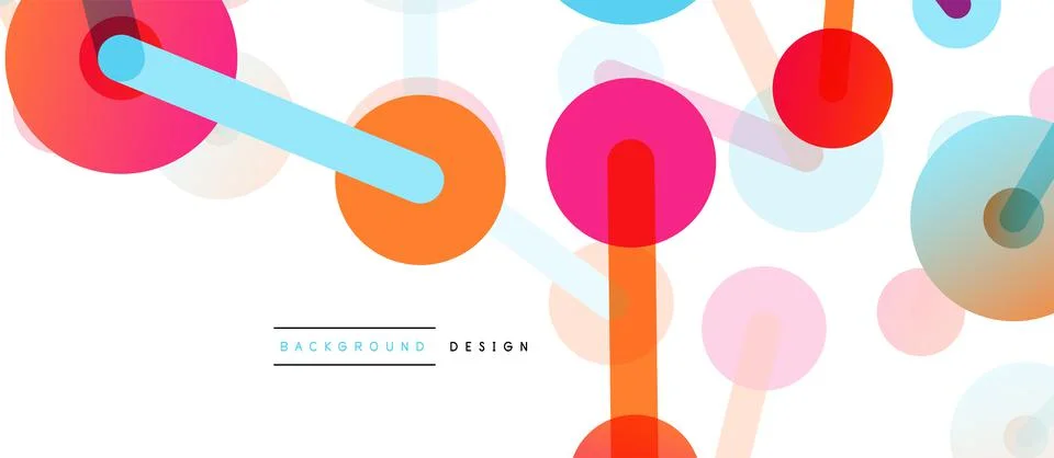 Abstract background. Round dots connected by lines. Trendy techno business Illustrazione stock