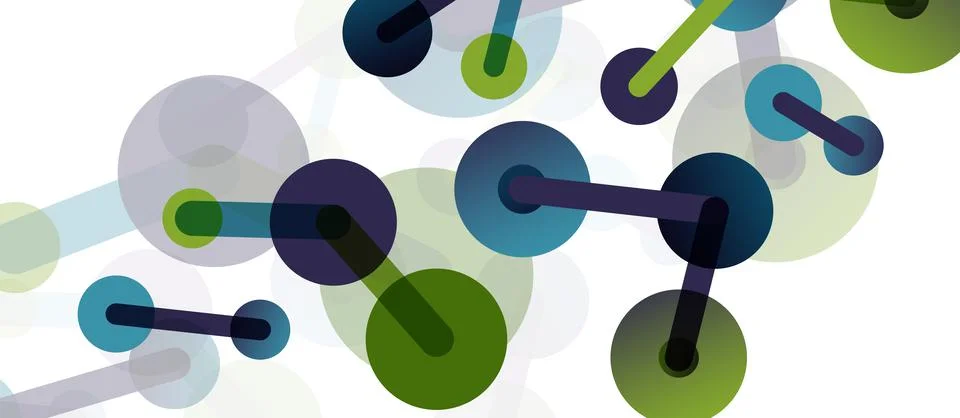 Abstract background. Round dots connected by lines. Trendy techno business Stockillustratie
