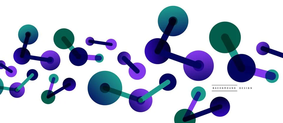 Abstract background. Round dots connected by lines. Trendy techno business Illustrazione stock