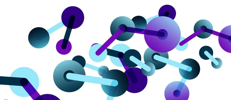 Abstract background. Round dots connected by lines. Trendy techno business Stock Illustration