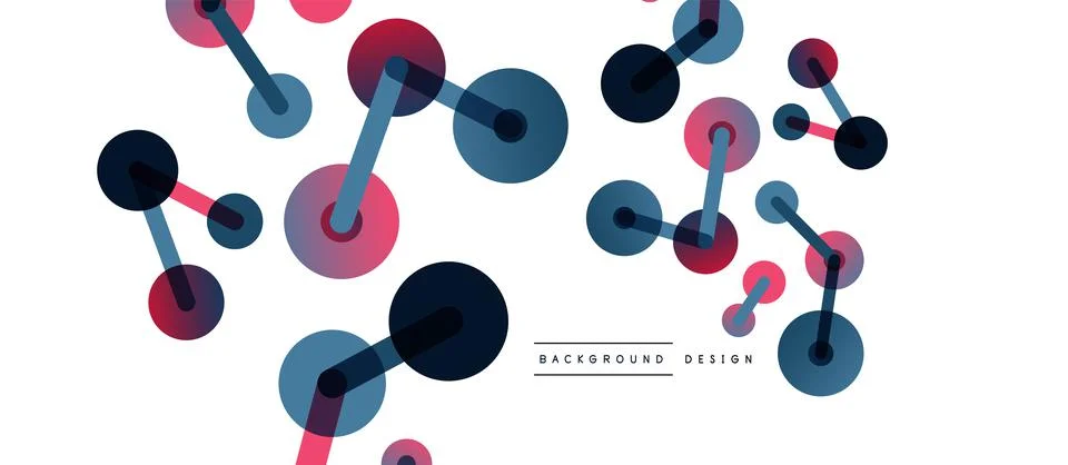 Abstract background. Round dots connected by lines. Trendy techno business Illustrazione stock