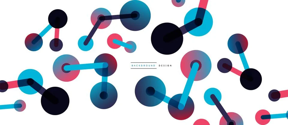 Abstract background. Round dots connected by lines. Trendy techno business Stock Illustration