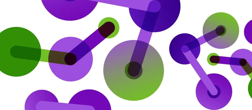 Abstract background. Round dots connected by lines. Trendy techno business Illustrazione stock