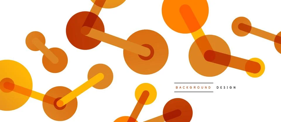 Abstract background. Round dots connected by lines. Trendy techno business Illustrazione stock
