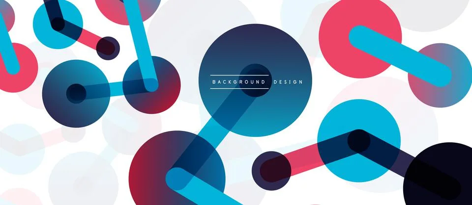 Abstract background. Round dots connected by lines. Trendy techno business Stock Illustration