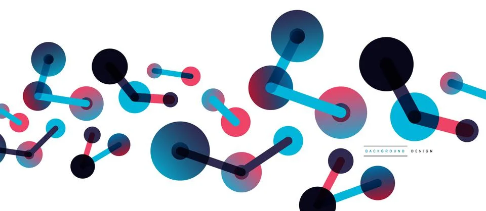 Abstract background. Round dots connected by lines. Trendy techno business Illustrazione stock