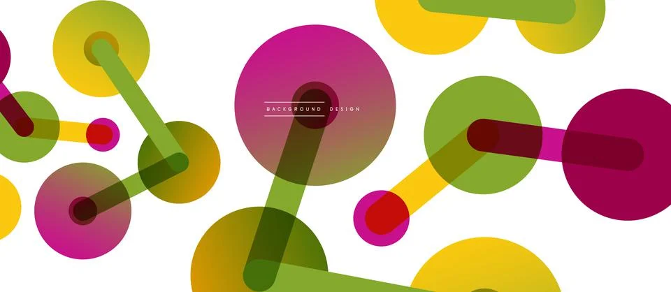Abstract background. Round dots connected by lines. Trendy techno business Illustrazione stock