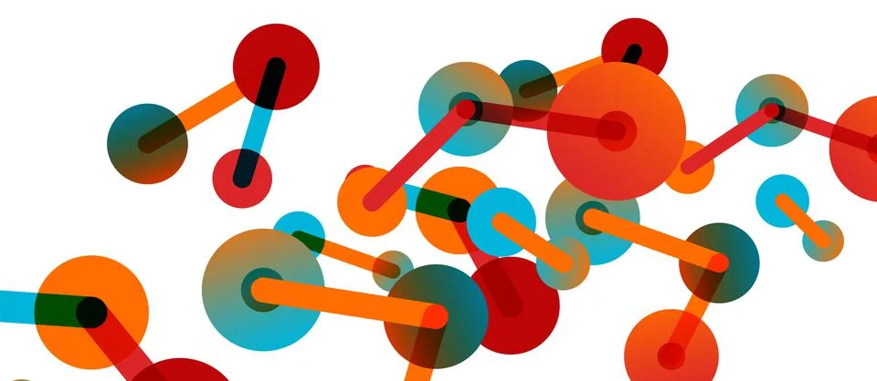 Abstract background. Round dots connected by lines. Trendy techno business 스톡 일러스트