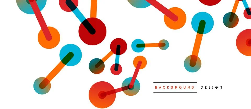 Abstract background. Round dots connected by lines. Trendy techno business Stock Illustration