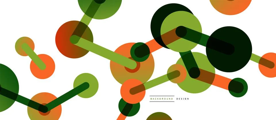 Abstract background. Round dots connected by lines. Trendy techno business Illustrazione stock