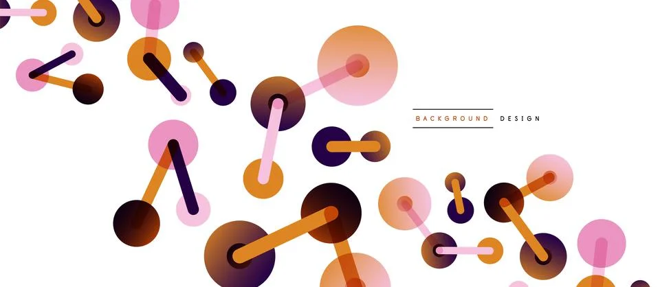 Abstract background. Round dots connected by lines. Trendy techno business Stockillustratie