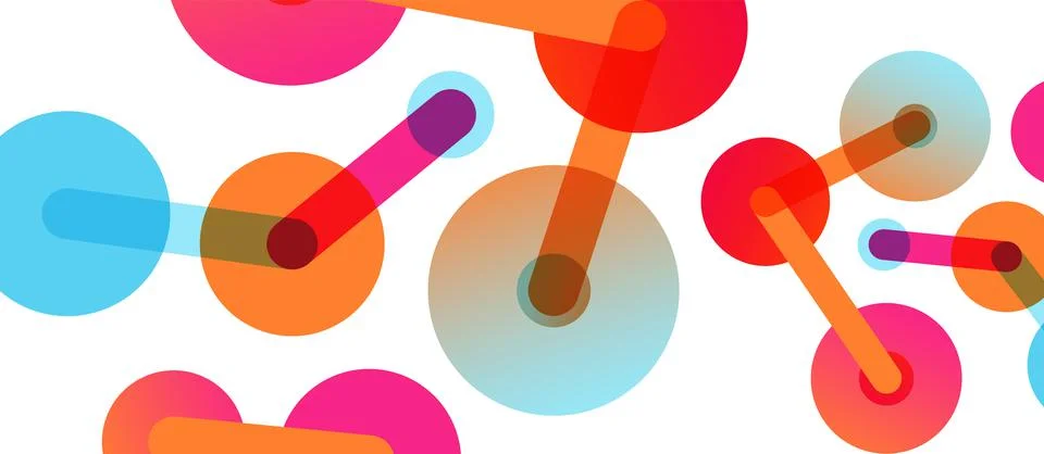 Abstract background. Round dots connected by lines. Trendy techno business Stock Illustration