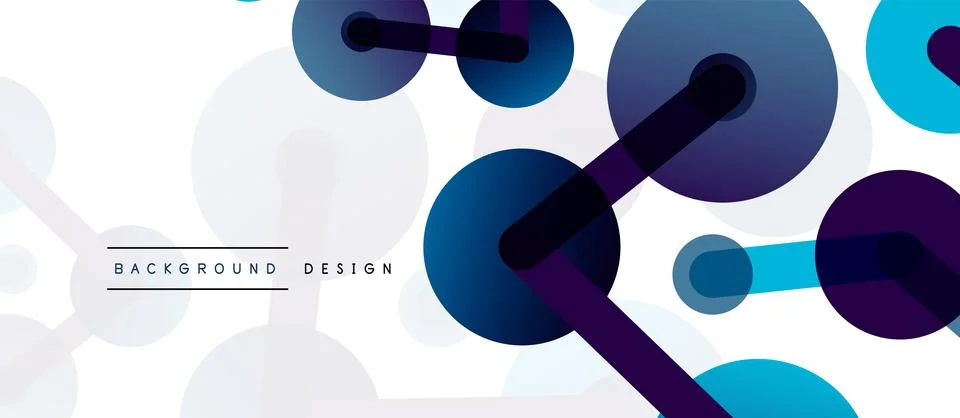 Abstract background. Round dots connected by lines. Trendy techno business Stockillustratie