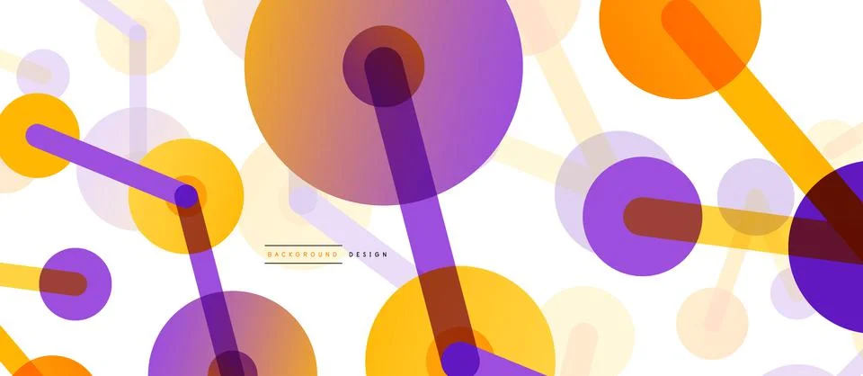 Abstract background. Round dots connected by lines. Trendy techno business Stockillustratie