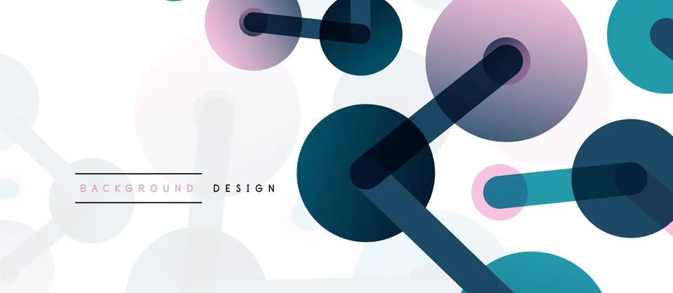 Abstract background. Round dots connected by lines. Trendy techno business 库存插图