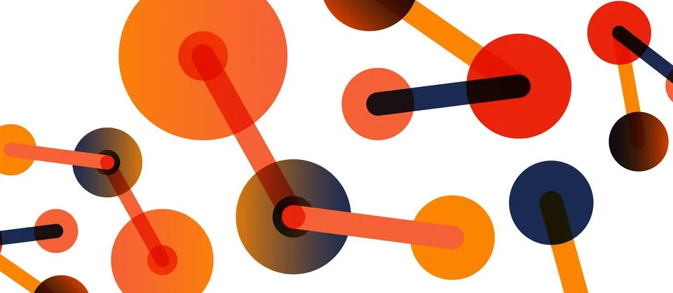 Abstract background. Round dots connected by lines. Trendy techno business Stock Illustration