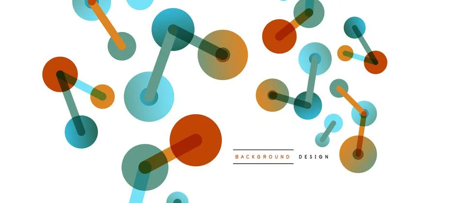 Abstract background. Round dots connected by lines. Trendy techno business Illustrazione stock