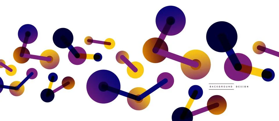 Abstract background. Round dots connected by lines. Trendy techno business Stockillustratie