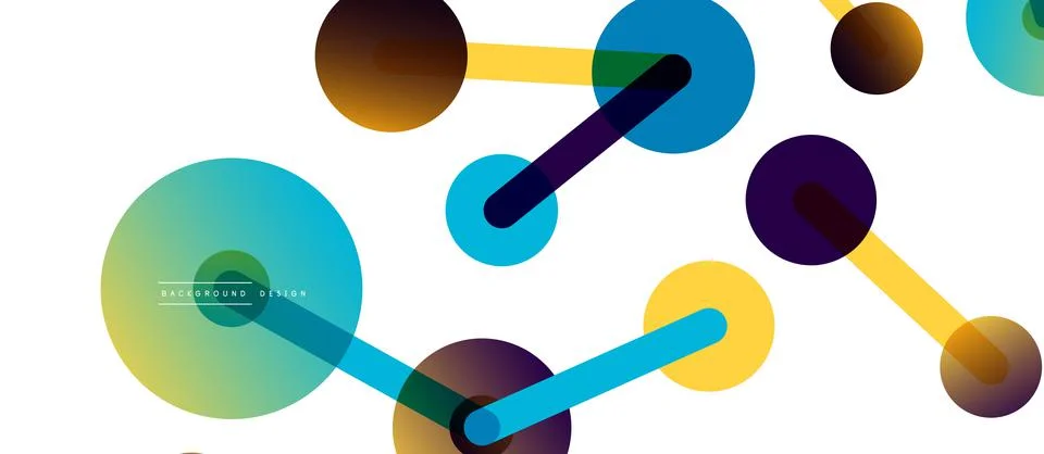 Abstract background. Round dots connected by lines. Trendy techno business Stock Illustration