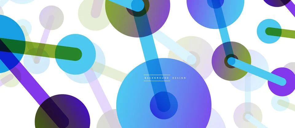 Abstract background. Round dots connected by lines. Trendy techno business Illustrazione stock